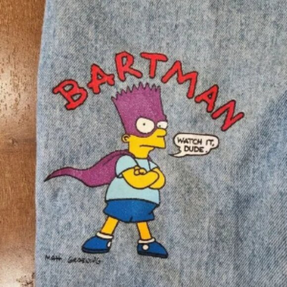 Rare Vintage 90s new old deadstock Stickshift The Simpsons Bartman Jeans Sz 14 - Picture 2 of 8